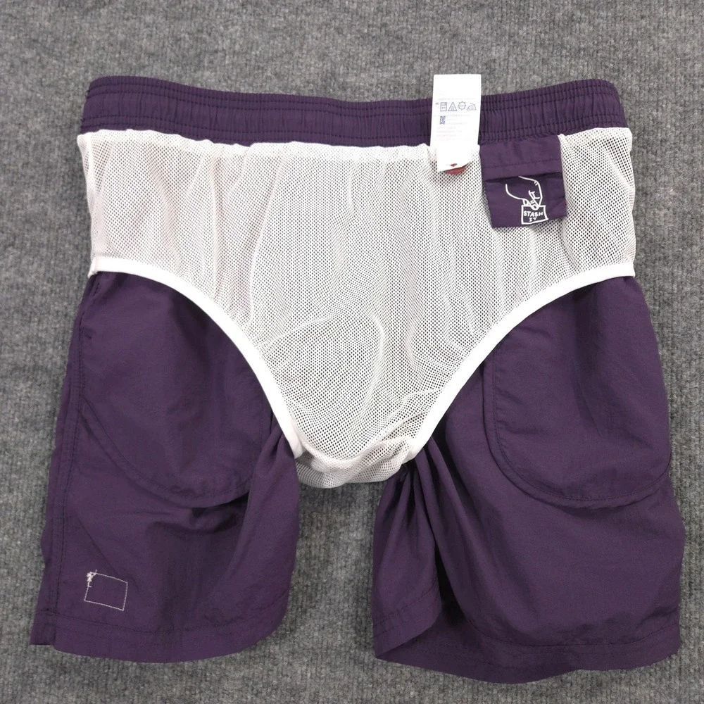 Katin Poolside Volley Swim Trunks Mens M Purple Elastic Waist Mesh Lined Shorts